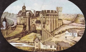 Castelul Corvinilor, desen de epocă (© Muzeul Castelul Corvinilor)
