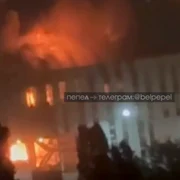 universitatea din belgorod, cuprinsa de incendiu in urma unui atac cu drone foto x @nexta tv png