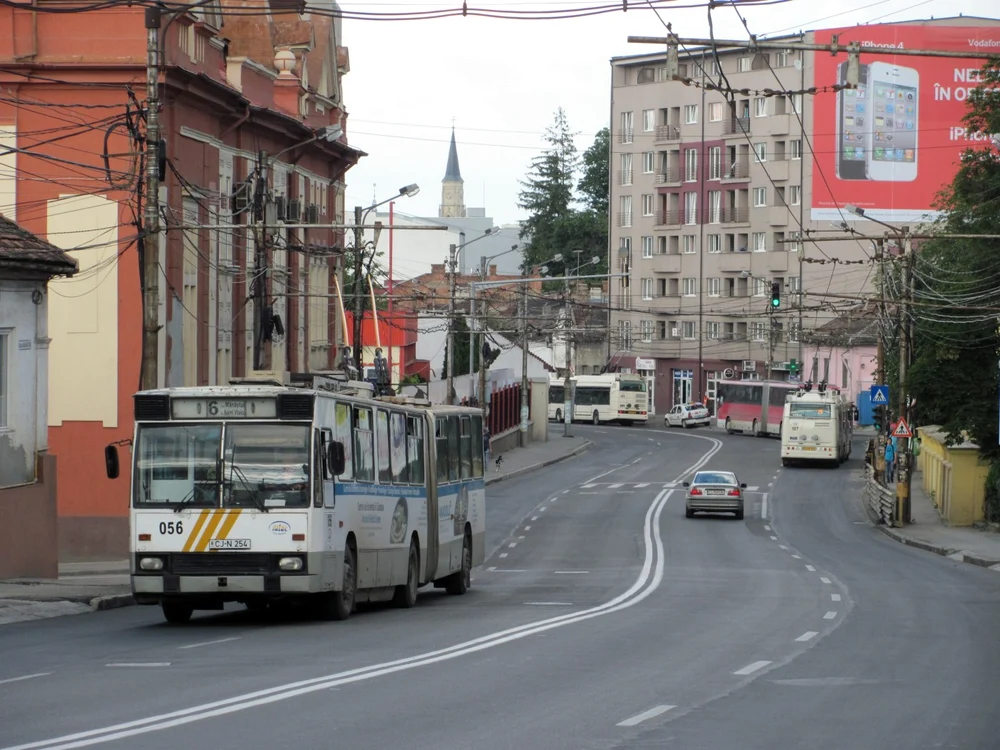 Autobuze din Cluj, pe strada Moţilor  FOTO: Florina Pop