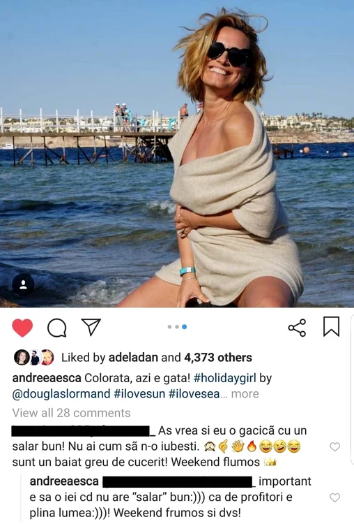 Andreea Esca şi discutia ei despre salariu, pe Instagram