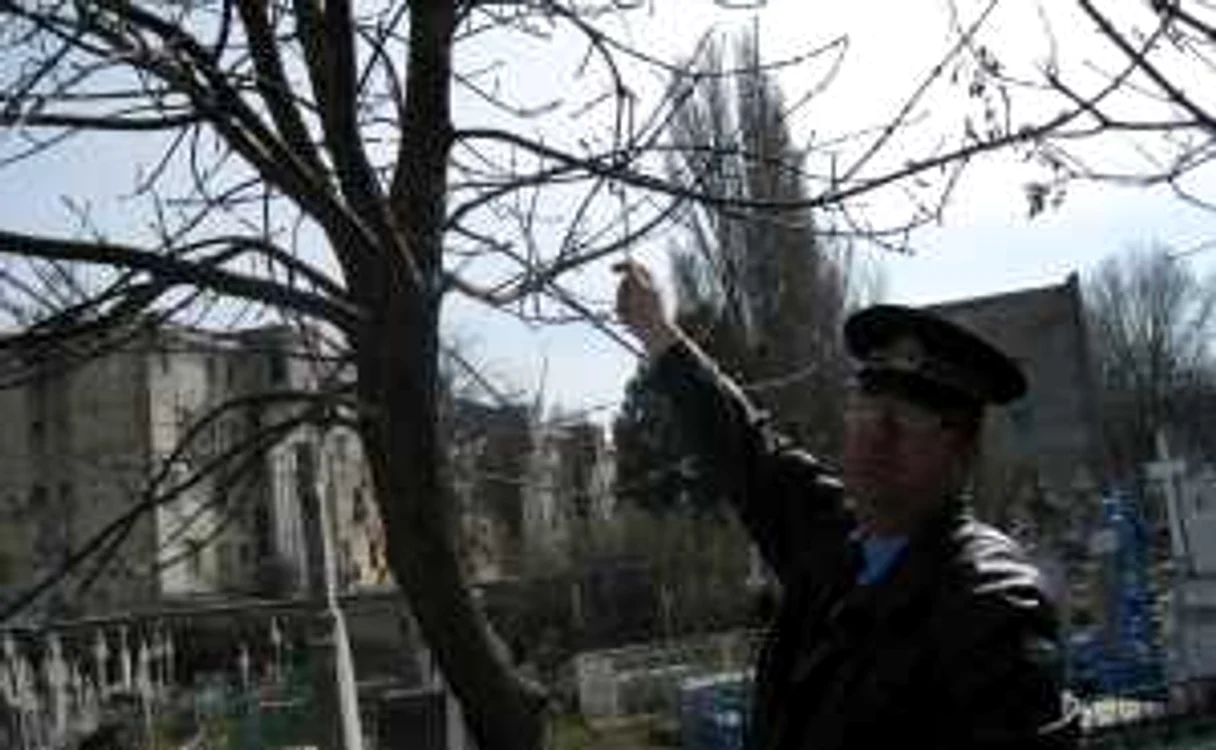 Politistul comunitar aratând unde l-a găsit pe tânăr 
