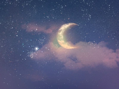 beautiful night sky background with half moon stars jpg