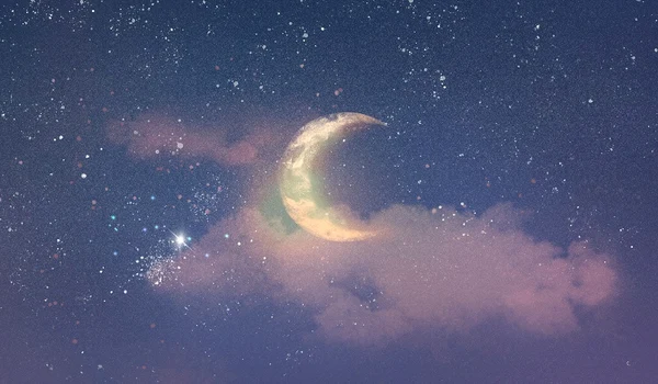 beautiful night sky background with half moon stars jpg