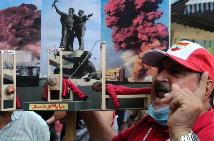 Manifestatie de sprijin pentru judecatorul care se ocupa de dosarul exploziei din portul Beirut FOTO EPA-EFE