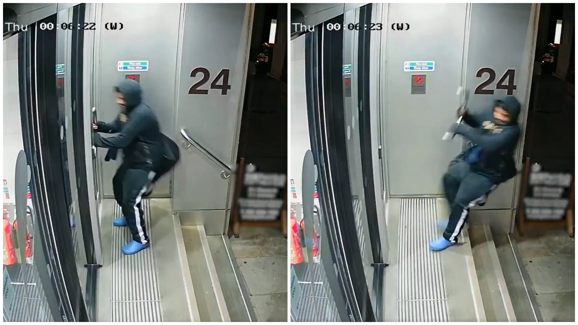 Jaf caraghis la Londra. Un hoț a rămas cu mânerul ușii în mână. Nu s-a lăsat și a intrat prin efracție în altă clădire