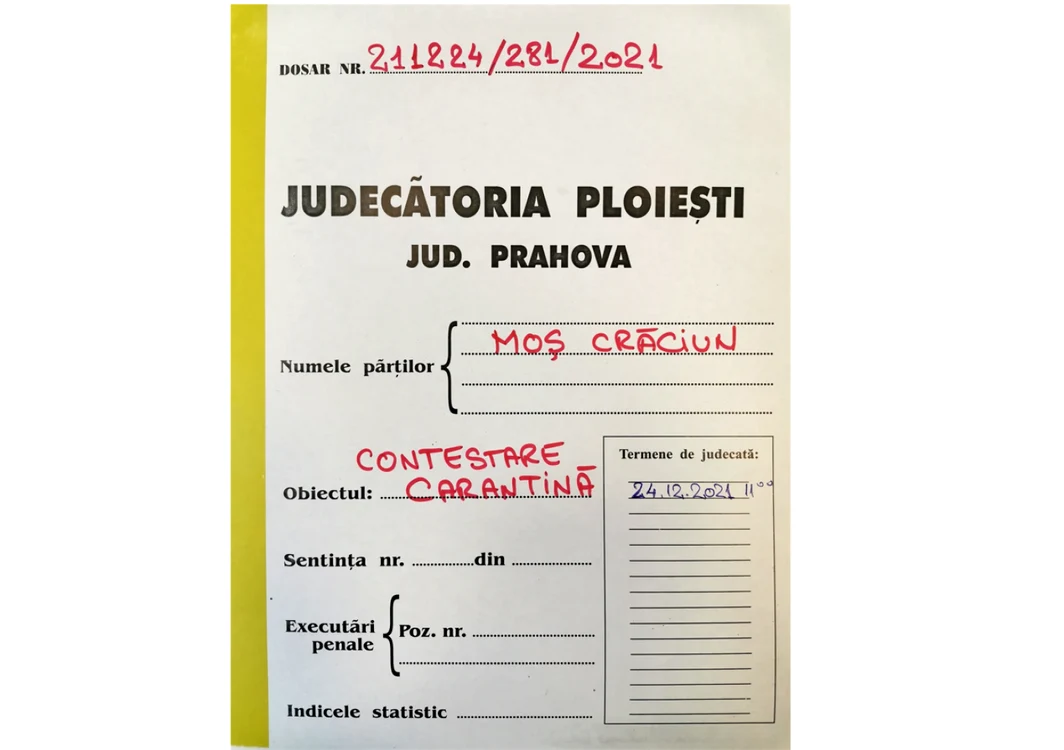 Dosar penal pentru Moş Crăciun la Judecătoria Ploieşti FOTO Facebook/Judecătoria Ploieşti