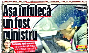 Ecaterina Andronescu a fost surprinsă  de fotoreporteri, în luna aprilie, când  lua micul dejun la semafor jpeg