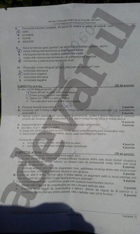 Subiectele de la Logică - pagina 2