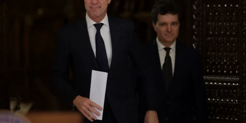 Nicușor Dan și Mark Rutte susțin declarații comune de presă după întâlnirea de la Palatul Cotroceni. FOTO Inquam Photos / George Călin