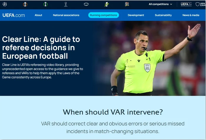 „Clear Line” este o platformă concepută pentru a unifica criteriile de arbitraj în fotbalul european