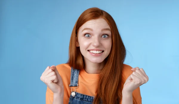 excited happy young female coworker receive excellent opportunity triumphing gladly smiling camera clench fists celebrating win success rejoicing fantastic good news surprised copy space jpg