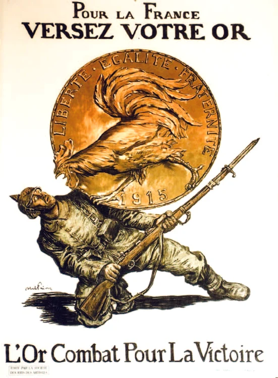 Un afiş de propagandă care a făcut istorie: cocoşul galic, în luptă cu soldatul german (1915)