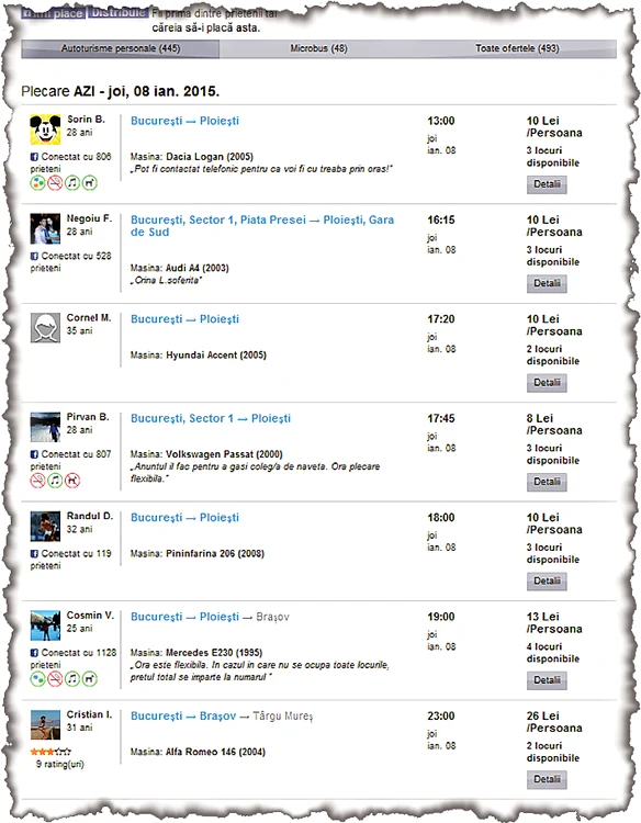 Pe Internet există o pagină special creată unde apar toţi cei care sunt dispuşi să te ia cu ei în  maşină. Rezervarea o faci online