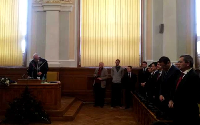 Günter Verheugen, fost comisar european, a fost criticat de studenţii Universităţii Babeş-Bolyai. FOTO Remus Florescu