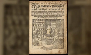 Pagina de titlu a unei colecții de rețete medicale germane din perioada Renașterii, publicată în 1531 de Bartholomäus Vogtherr (© The John Rylands Research Institute and Library, The University of Manchester)