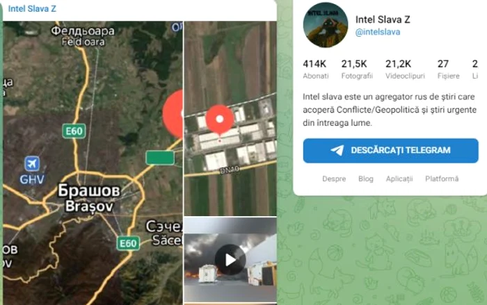 Dezinformarea Canalului de Telegram Intel Slava Z FOTO: newsbv.ro