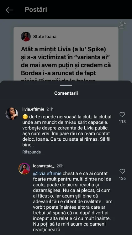 Discuția dintre Ioana și Livia / foto: Instagram 