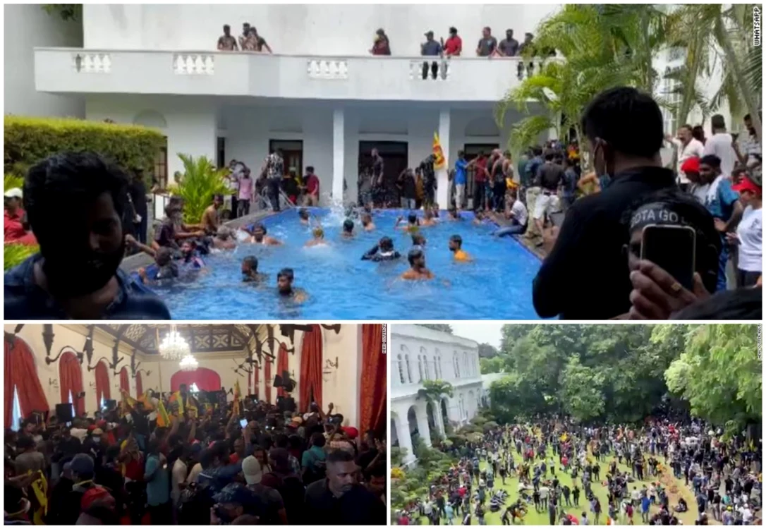Proteste in Sri Lanka - oamenii au intrat in vila preşedintelui FOTO Captură video 
