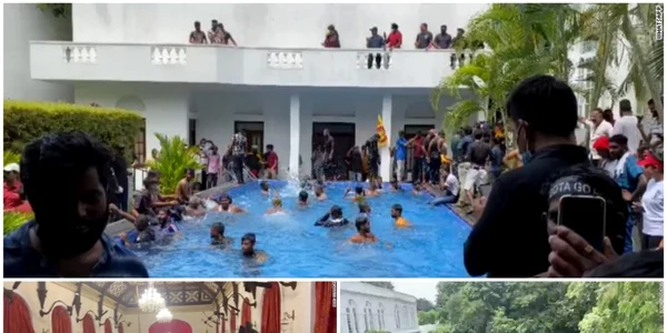 Proteste in Sri Lanka - oamenii au intrat in vila preşedintelui FOTO Captură video 