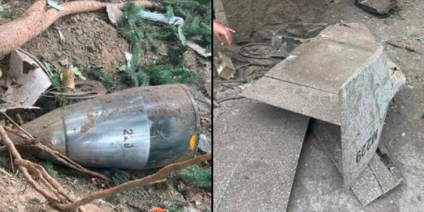 Imagine cu drona iraniană Shahed 136 în Ucraina, Nikopol FOTO Twitter 