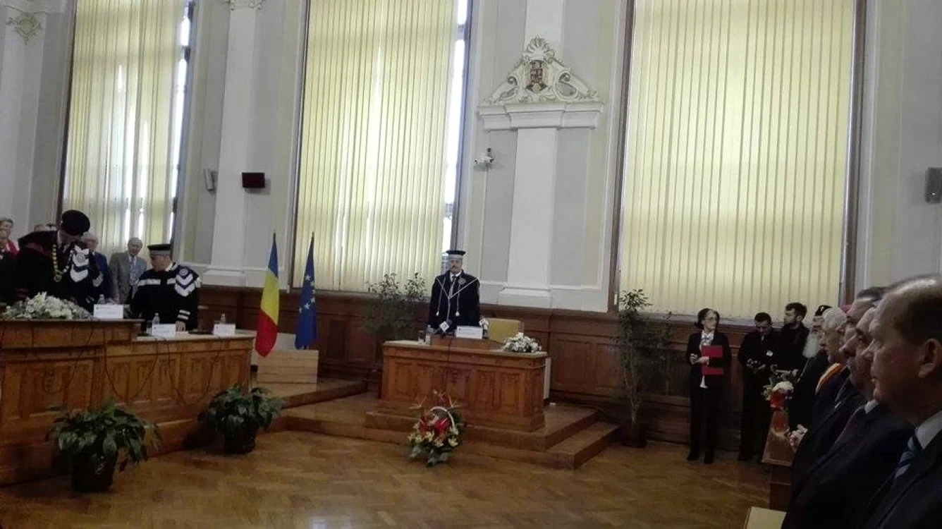 Vasile Dâncu, în timpul ceremoniei de la UBB. FOTO: Florina Pop