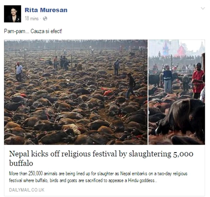 Rita a publicat un mesaj ciudat pe pagina ei de Facebook