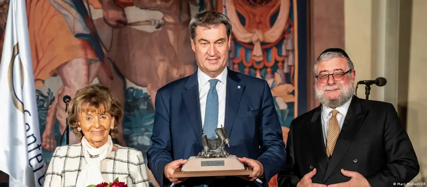 Premierul bavarez Markus Söder și președintele Conferinței Rabinilor Europeni, Pinchas Goldschmidt