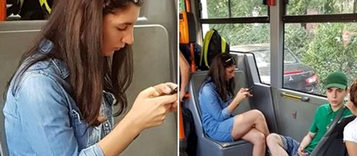 Ştefania, femeia-jandarm, a fost fotografiată în autobuz cu picioarele mai puţin tonifiate