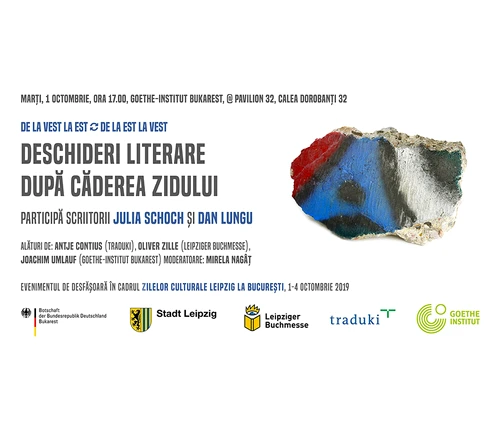 Zilele culturale Leipzig la București: seară literară cu scriitorii Dan Lungu și Julia Schoch jpeg