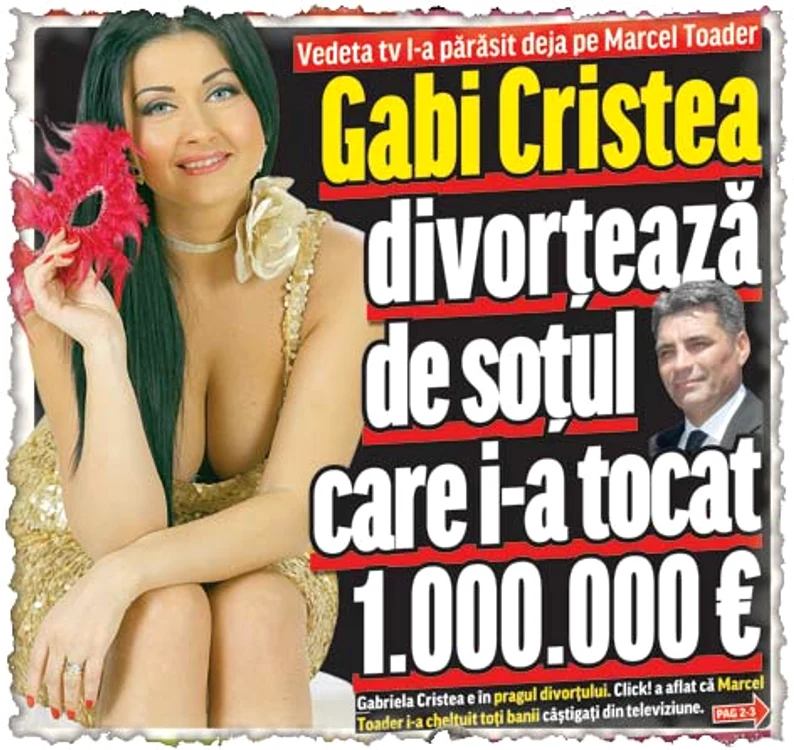 Gabriela Cristea (38 de ani) şi Marcel Toader (50 de ani) s-au căsătorit în 2008, la doi ani după ce fostul rugbist a divorţat de o altă vedetă, Anamaria Ferenţ