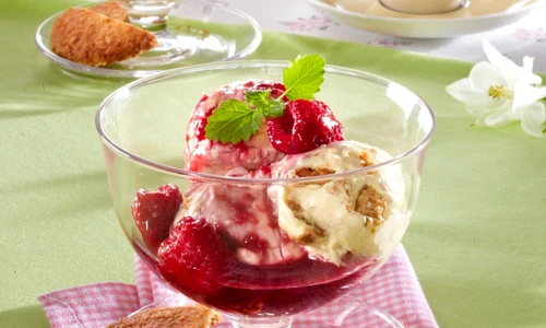Cookie Ice Cream with Hot Raspberry Sauce jpeg
