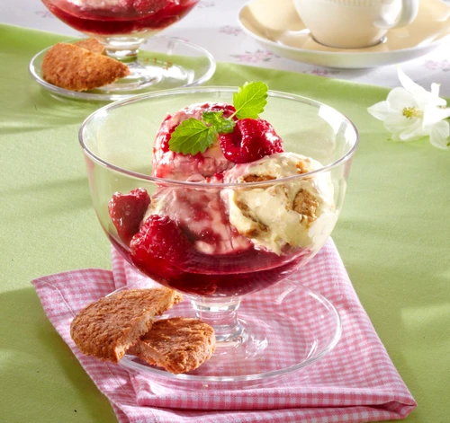 Cookie Ice Cream with Hot Raspberry Sauce jpeg