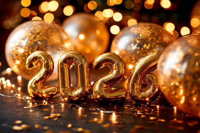 golden foil balloons forming number 2026 floating against festive new year jpg