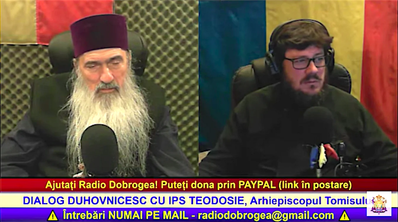 IPS Teodosie dormind şi preotul Eugen Tănăsescu la emisiunea Dialog duhovnicesc de la Radio Dobrogea Sursa Youtube indisponibilizat
