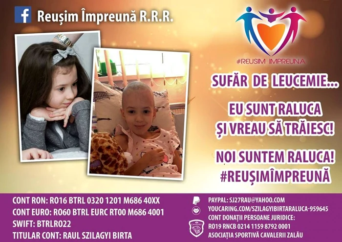 Raluca are doar 7 ani FOTO Facebook.com/Împreună pentru Raluca