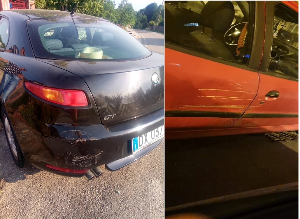 Maşinile unei familii din Slătioara Vâlcea care susţine că au fost avariate din motive politice Foto colaj