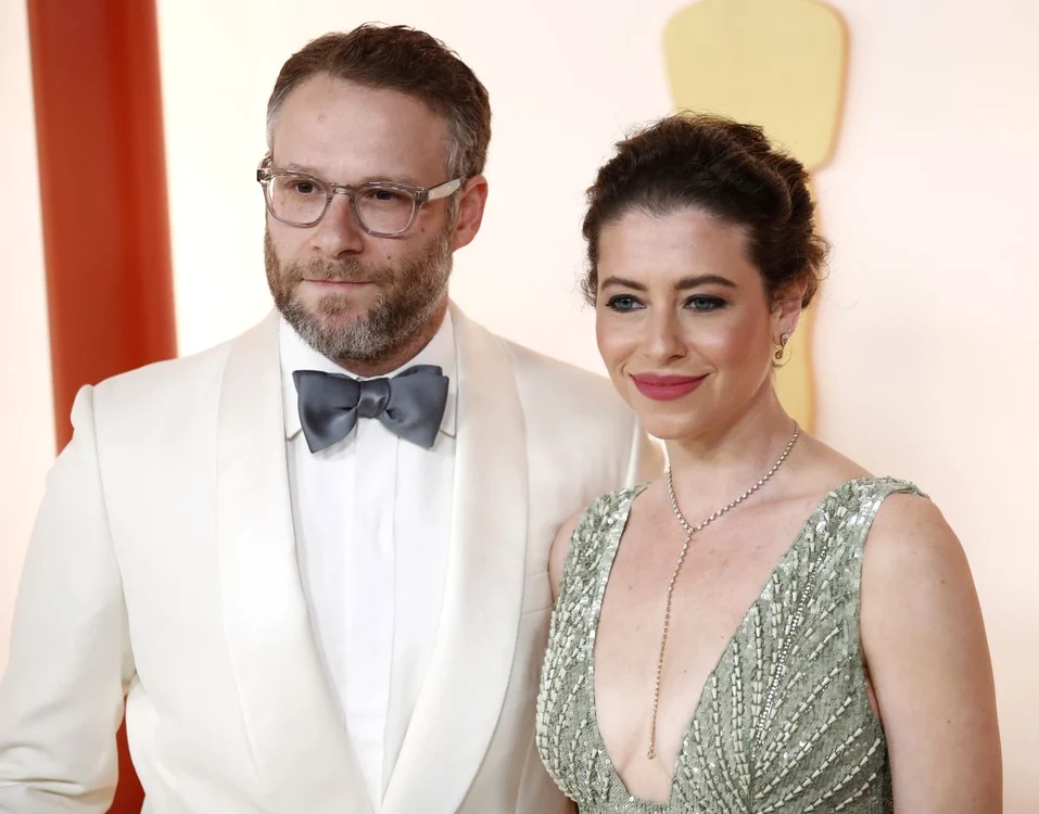 Actorul Seth Rogen a pășit pe covorul roșu cu soția, actrița Lauren Miller (foto: EPA)