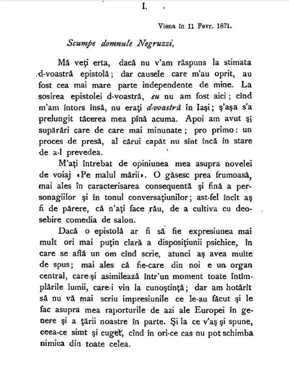 scrisori eminescu negruzzi junimea FOTO Biblioteca Digitală a Bucureştilor / digibuc.ro