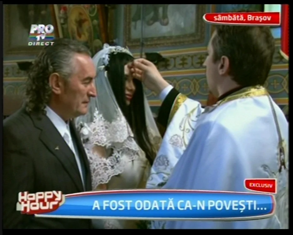 Miron şi Marinela s-au căsătorit sâmbăta trecută la Braşov (captură foto Happy Hour)