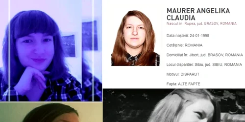 Angelika Maurer studenta din Sibiu dispărută în data de 8 februarie Foto colaj