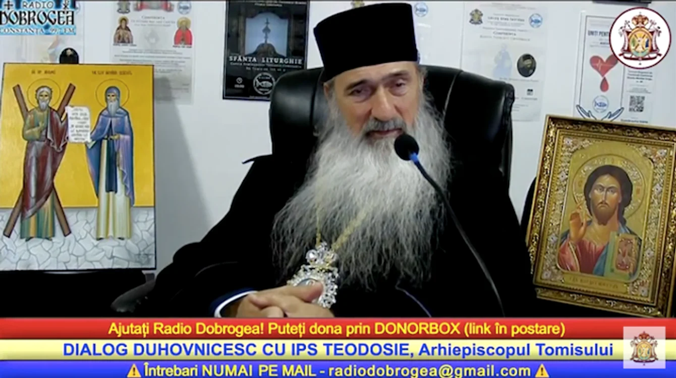Teodosie, arhiepiscopul Tomisului, ațipind la emisiune SURSA Youtube Radio Dobrogea