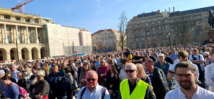 Protest în Budapesta. FOTO: X / @LaszloRobMezes
