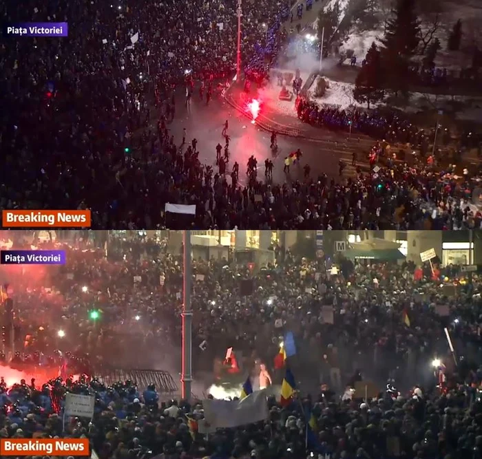 1 februarie 2017. Violența și panica s-au instalat în Piața Victoriei puțin după ora 22.30