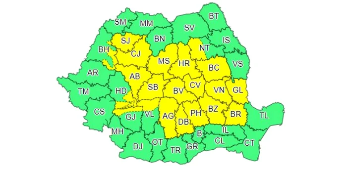 Alertă meteo: ploi torențiale, vijelii, grindină în jumătate de țară. Harta județelor aflate sub cod galben de vreme rea 1 image