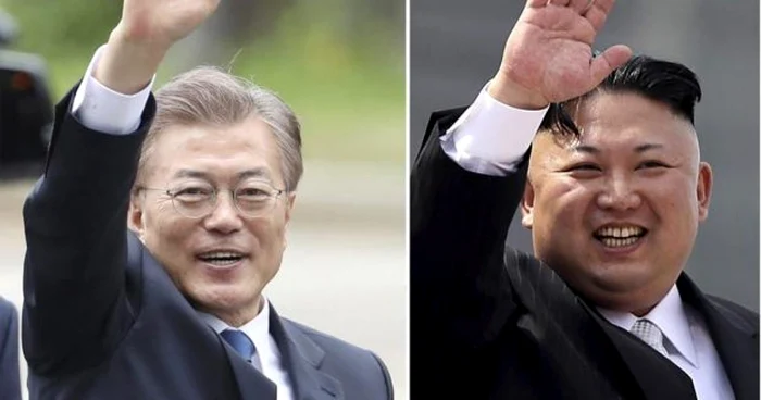 Preşedintele sud-coreean Moon Jae-in şi omologul său nord-coreean, Kim Jong-un