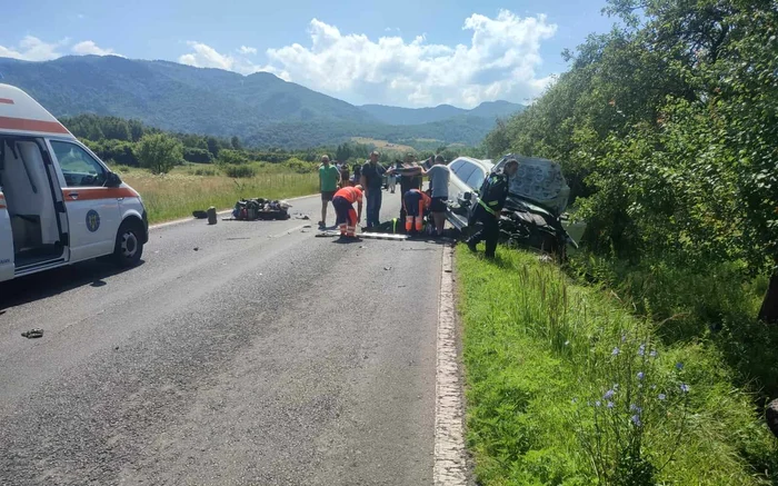 Accident rutier grav pe DN 68. Foto: IPJ Hunedoara.