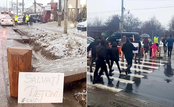 Ca să sensibilizeze autorităţile, protestatarii au adus şi un sicriu de copilFoto: ziaruldeiasi.ro