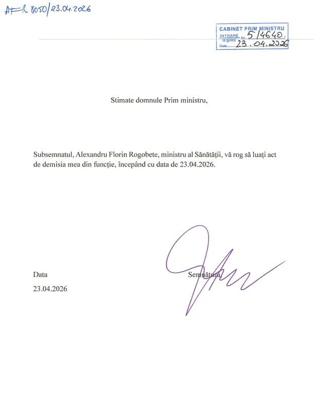 DOCUMENT cu demisiile miniștrilor PSD, 23 aprilie 2026