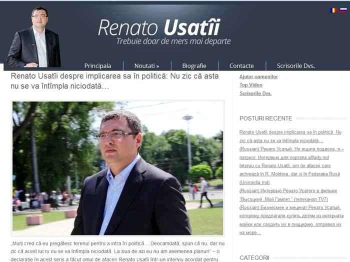 Aşa arată pagina web a lui Renato Usatâi