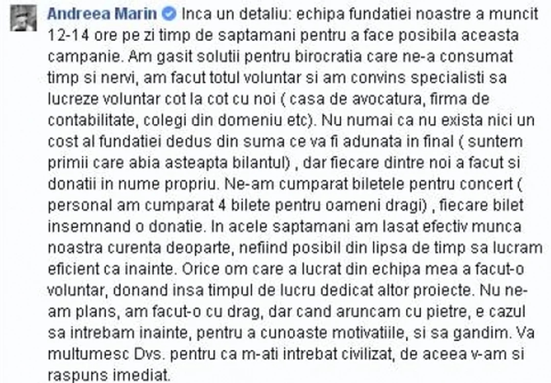 Andreea Marin s-a apărat pe Facebook